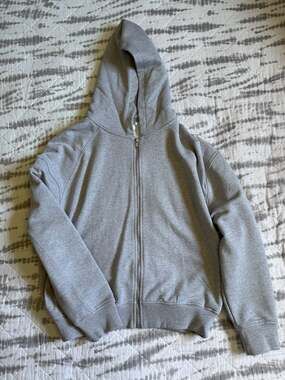 Zara Grey Full Zip Hoodie with Escape The Ordinary Patch Crop Fit